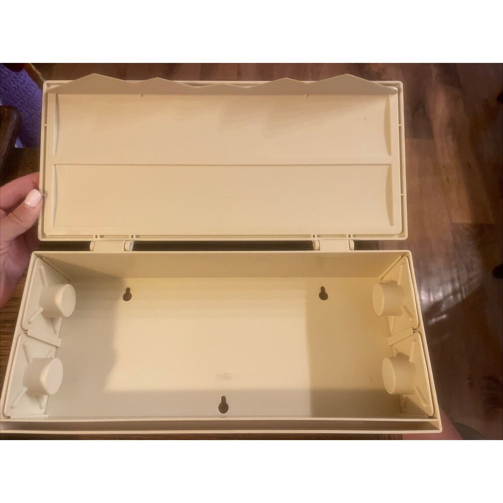 VNTG Tupperware Wax Paper & Foil Dispenser in Almond 80s 90s Cottage Kitchen